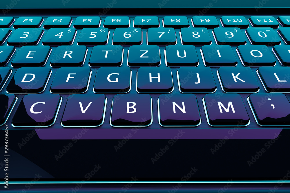 Poster keyboard laptop on a dark background. realistic 3d rendering with clipping path.
