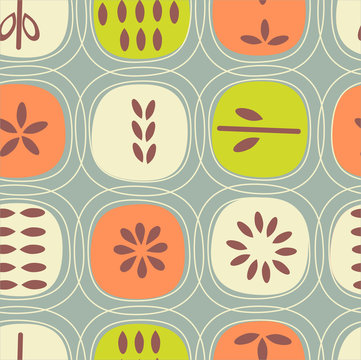 Fototapeta Abstract seamless pattern of fruits. Retro Scandinavian style. For fabrics, wallpaper, interior decor.