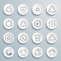 Fototapeta premium Recycling line icons set