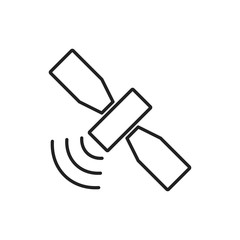 Satellite icon. Outline thin line illustration. Isolated on white background. 