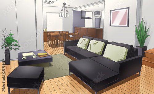 漫画風ペン画イラスト 住宅 マンション Canvas Print Haikeisouko