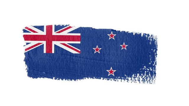 New Zealand flag painted with a brush stroke