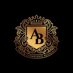 Obraz premium Vintage Gold Luxury Logo Design Vector Template