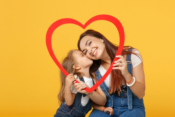 Woman in light clothes have fun with cute child baby girl 4-5 years old. Mommy little kid daughter...