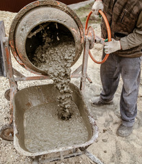 Mixing of concrete in a concrete mixer