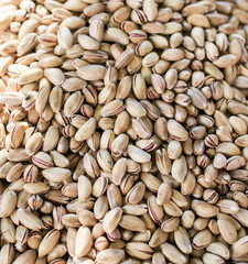 Pistachio nuts on the counter in the market