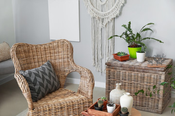 Stylish interior of room with beautiful houseplants