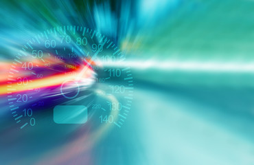 Blurry lights of moving cars in the night city. Сoncept of fast driving	