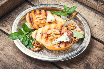 Grill pear with walnut