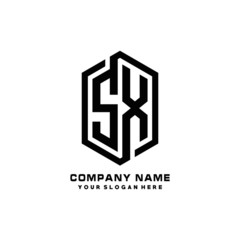 SC initials business abstract logo in the shape of a hexagon, with a thick line connected around the letters
