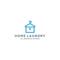 logo design laundry house, house with hanger