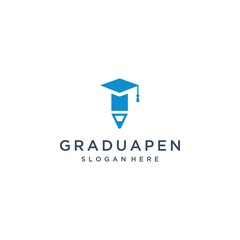 educational design logo, pencil with graduation hat