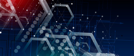 Neural network concept. Connected cells with links. High technology process. Abstract background