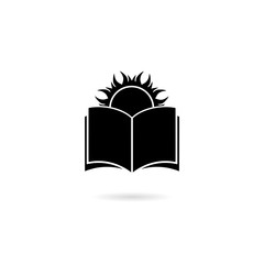Sun set over the book bussiness element icon logo