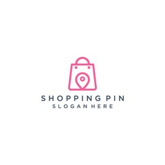 logo design of shopping places or shopping bags with pins