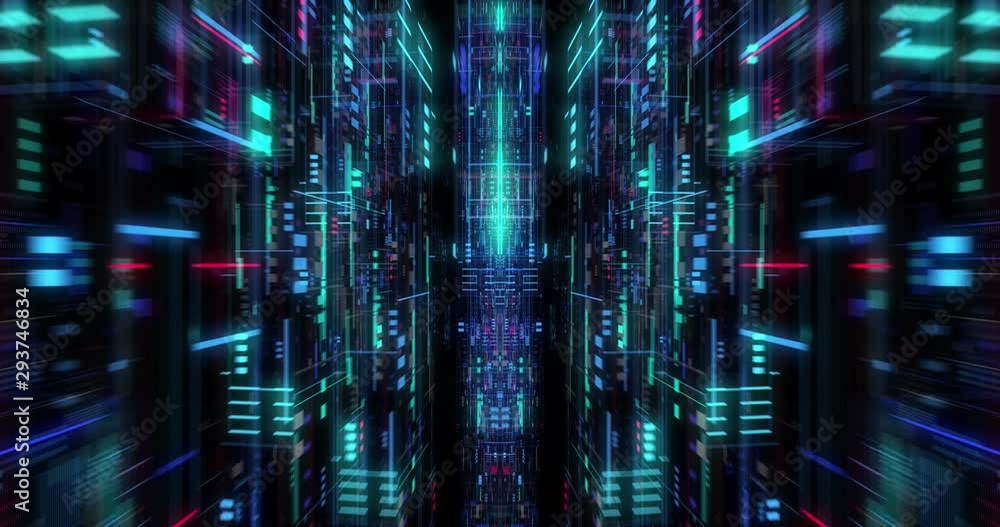 Poster big data visualization with digital grid motion. analysis of information, cloud computing, internet 