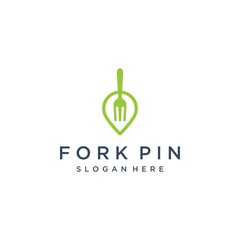 logo design where to eat, or pin with a fork