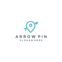 simple pin design logo with arrows