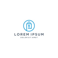 security design logo or letter P with a padlock