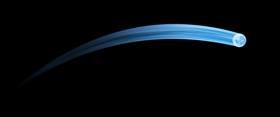 Der Mond bewegt sich mit einem langen Schweif auf einer Kreisbahn. © Foto-Ruhrgebiet