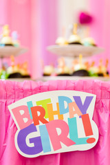 Colourful birthday party text decoration