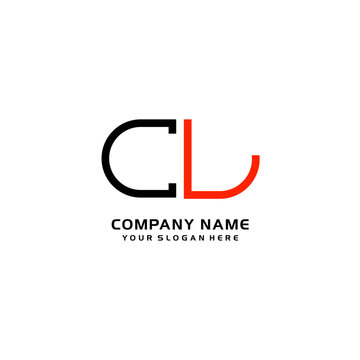 Icon Design Logo Letters CL Minimalist, oval-shaped logo, with colors, black, green, orange