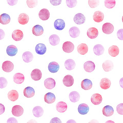 Polka Dot Pattern, Seamless Watercolor Background