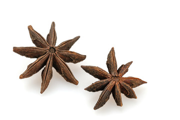 Star anise star on a white background.