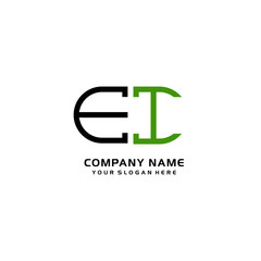 Icon Design Logo Letters EI Minimalist, oval-shaped logo, with colors, black, green, orange