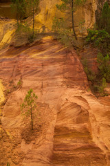Ocher cliffs near Roussillon, Vaucluse department, Provence-Alpes-Côte d'Azur region, France,...