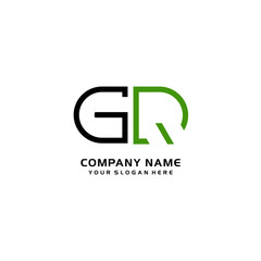 Icon Design Logo Letters GQ Minimalist, oval-shaped logo, with colors, black, green, orange