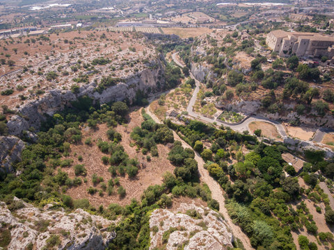 Shot of the beautiful natural cave "Cava d'Ispica". Ispica is a small town in the southern Sicily, in the district of Ragusa