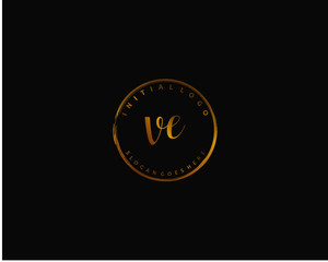 VE Initial handwriting logo vector