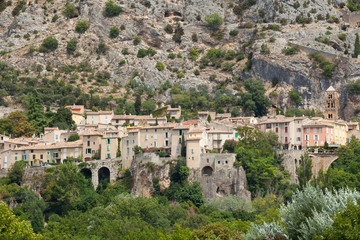 Fototapeta na wymiar The village Moustiers St. Marie, Provence, Provence-Alpes-Côte d'Azur, Southern France, France, Europe