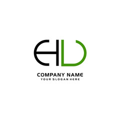 Icon Design Logo Letters HU Minimalist, oval-shaped logo, with colors, black, green, orange