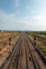 Fototapeta na wymiar The train tracks as it passes through Valencia