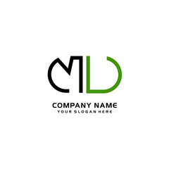 Icon Design Logo Letters MU Minimalist, oval-shaped logo, with colors, black, green, orange