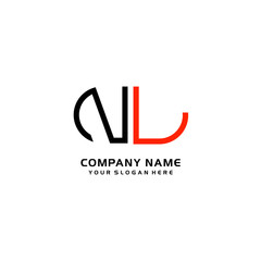 Icon Design Logo Letters NL Minimalist, oval-shaped logo, with colors, black, green, orange