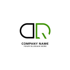 Icon Design Logo Letters OQ Minimalist, oval-shaped logo, with colors, black, green, orange