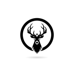 Deer head icon silhouette logo design minimalist template