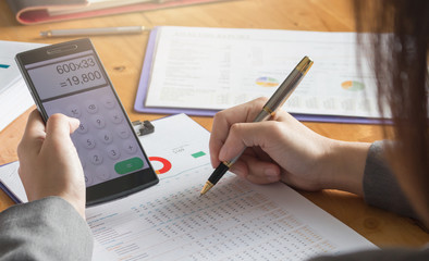 Business woman accounting concept financial in office.