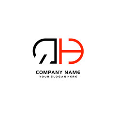 Icon Design Logo Letters QH Minimalist, oval-shaped logo, with colors, black, green, orange