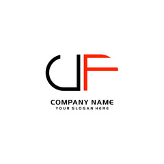 Icon Design Logo Letters UF Minimalist, oval-shaped logo, with colors, black, green, orange