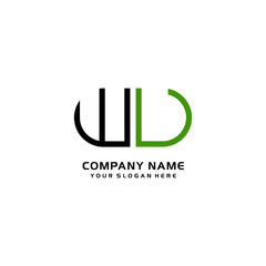 Icon Design Logo Letters WU Minimalist, oval-shaped logo, with colors, black, green, orange