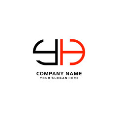 Obraz premium Icon Design Logo Letters YH Minimalist, oval-shaped logo, with colors, black, green, orange