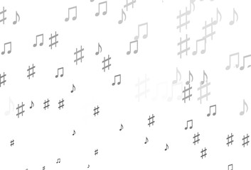 Light Silver, Gray vector texture with musical notes.