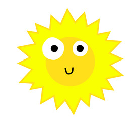 Funny sun on a white background. Vector illustration. 