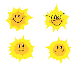 Sun on a white background. Collection. Vector illustration.