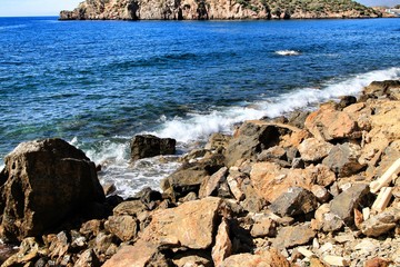 Rocky beach in Mazarron, Murcia, southern Spain