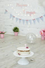 beautiful delicious homemade birthday cake, smash cake, cake crush, anniversary, peter year of life